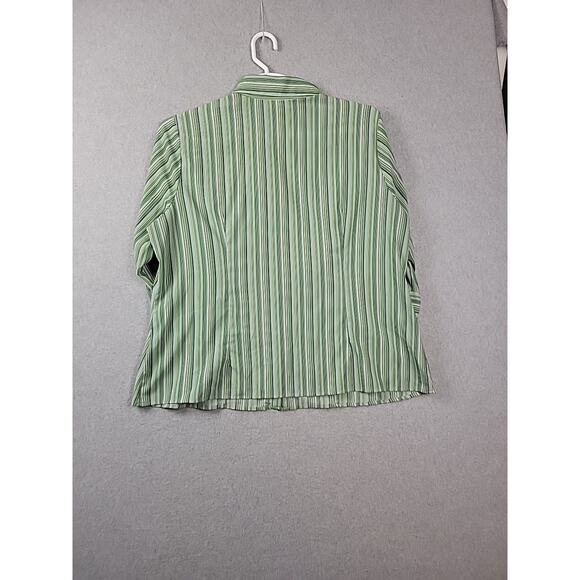 Croft & Barrow Stretch Green Striped 3/4 Sleeve Button Up Shirt Women's Plus 1X - Picture 6 of 12